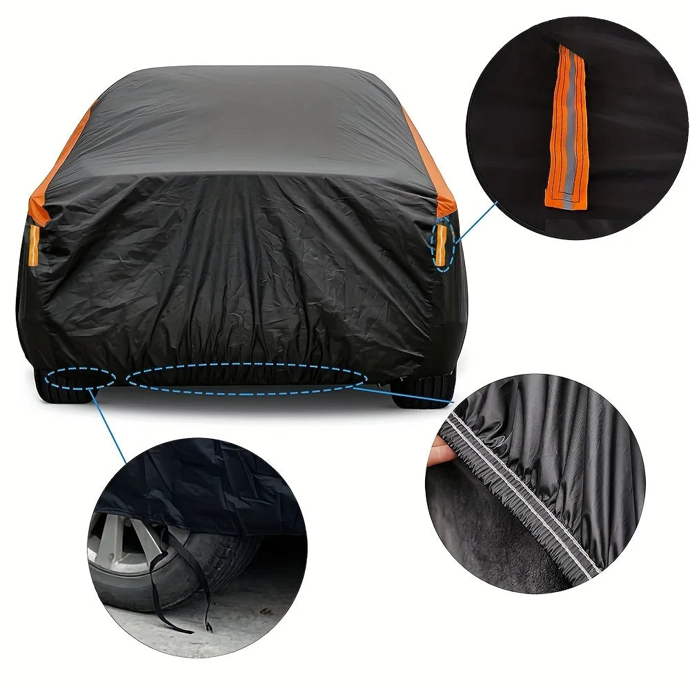 Universal Car Cover 190T Waterproof UV Protection for SUV and Sedan, Outdoor Rain Snow Shield