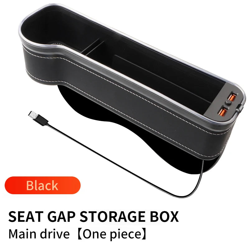 Car Seat Gap Filler with LED Lights, Cup Holder & Dual USB Charger, 7-Colour Storage Organizer