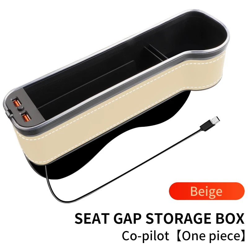 Car Seat Gap Filler with LED Lights, Cup Holder & Dual USB Charger, 7-Colour Storage Organizer