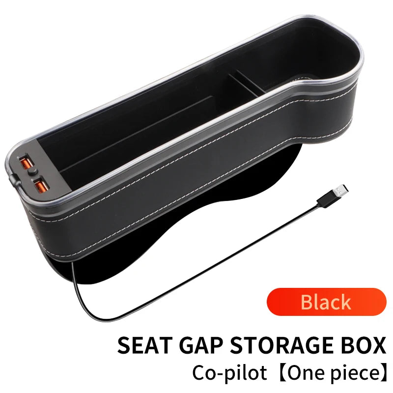 Car Seat Gap Filler with LED Lights, Cup Holder & Dual USB Charger, 7-Colour Storage Organizer