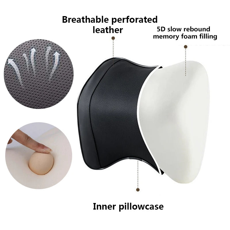 Universal Memory Foam Car Neck Pillow, Breathable Headrest Cushion for Neck & Lumbar Support