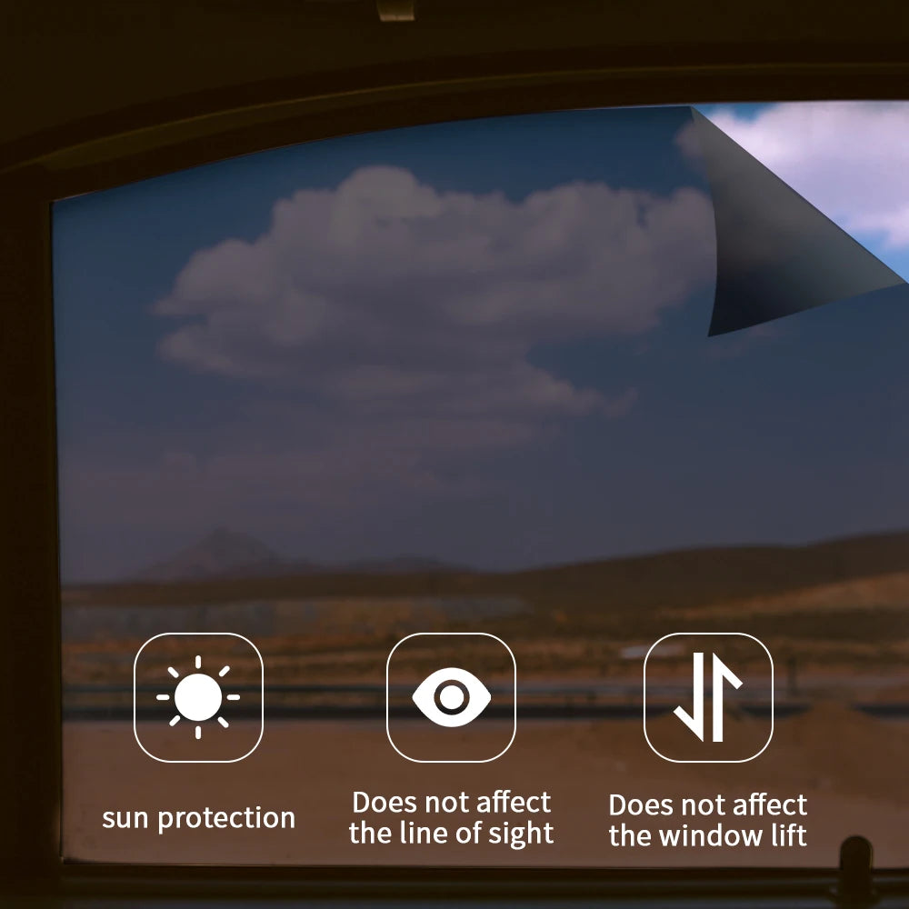 2PCS Universal Car Window Sunshades, Electrostatic UV Protector Solar Film Shade for Side Windows