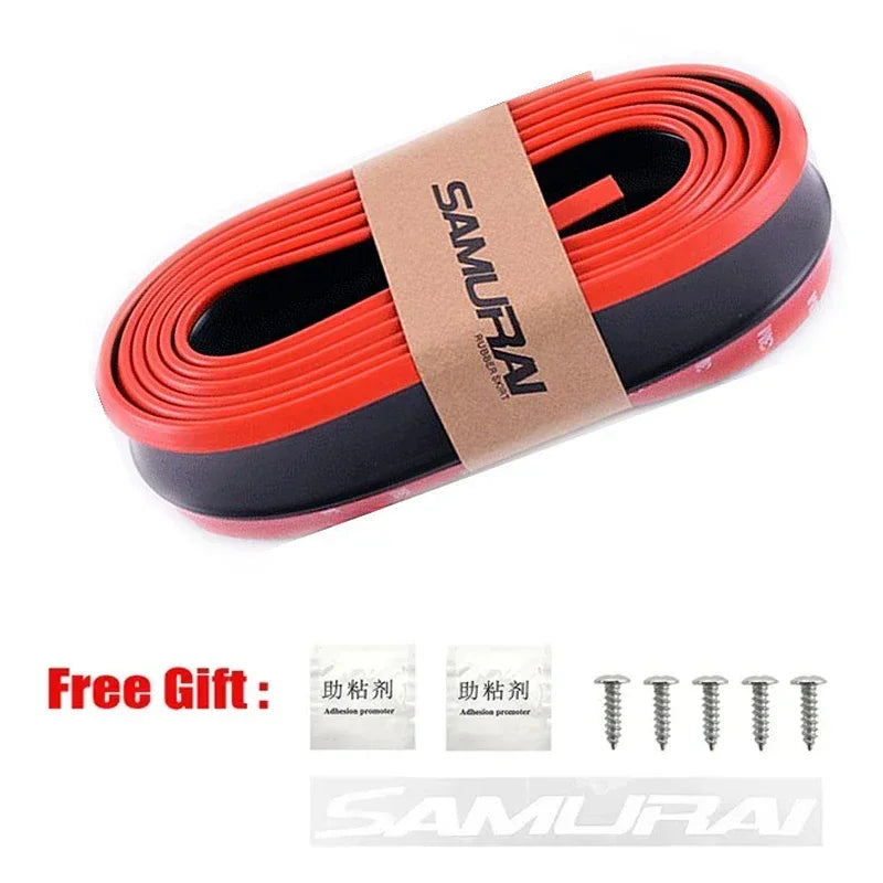 2.5M Universal Carbon Fibre Car Bumper Lip, Anti-Scratch Rubber Spoiler for Front & Side Skirts
