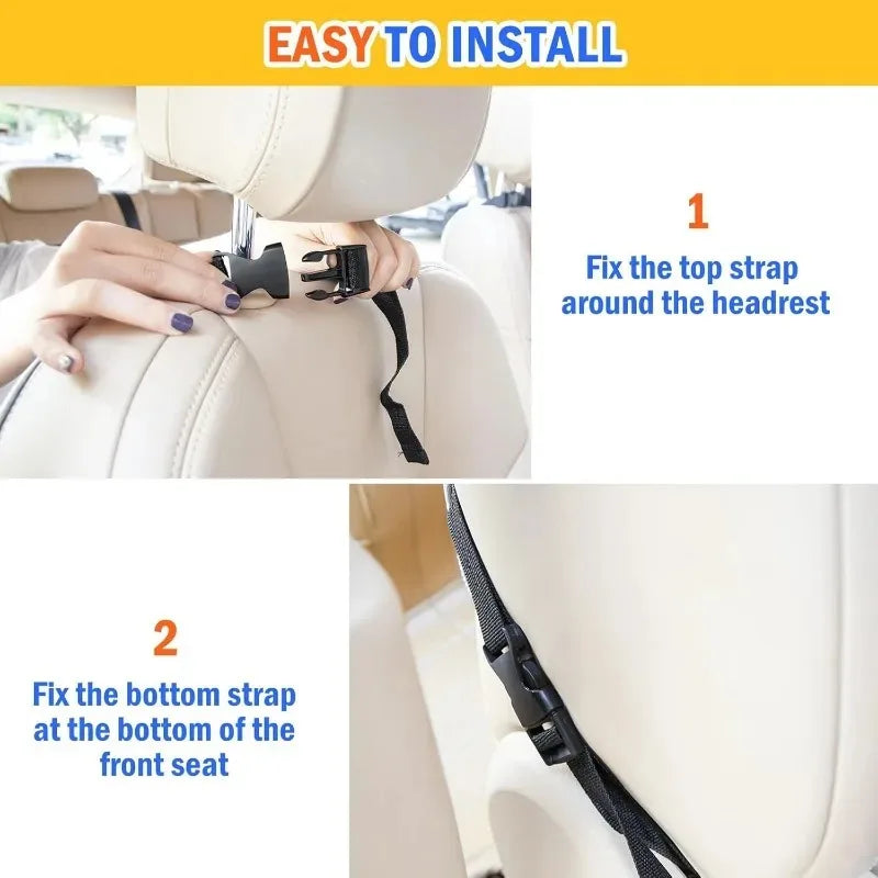 2PCS Car Backseat Organiser Kick Mats with Touchscreen Tablet Holder, Back Seat Storage