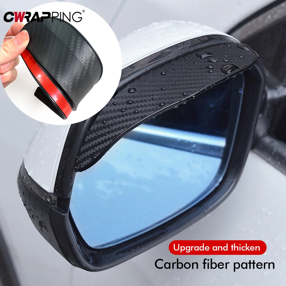 2PCS Carbon Fiber Rearview Mirror Rain Eyebrows, Waterproof Visor Shades for Clear Driving Vision