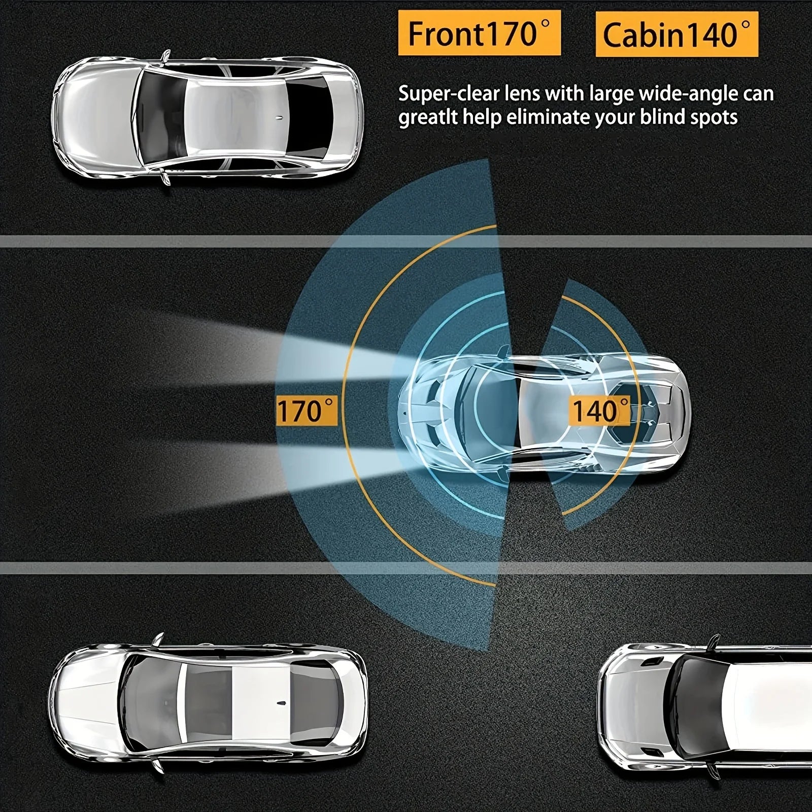 1080P WIFI Dual Lens Car Dash Cam Front & Interior Camera With Night Vision And Loop Recording DVR