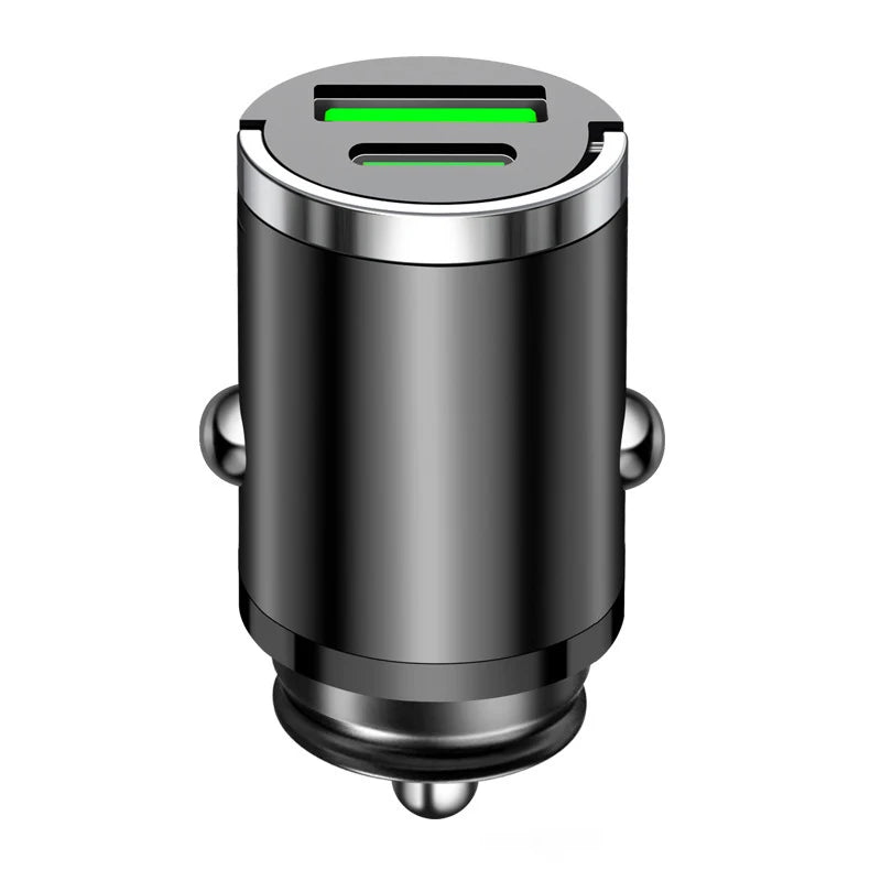 200W Mini Car Charger Fast Charging QC3.0 PD USB Type-C Adapter for iPhone Xiaomi Samsung