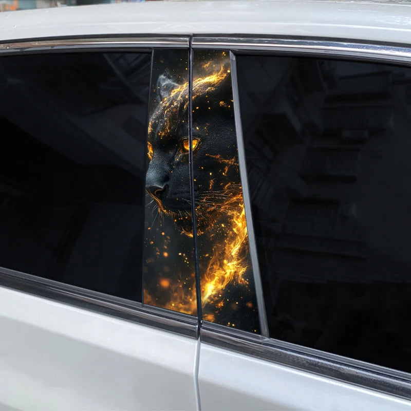 2PCS Tiger Car B-Pillar Decal, Scratch-Resistant Animal Style PVC Stickers for Car Body