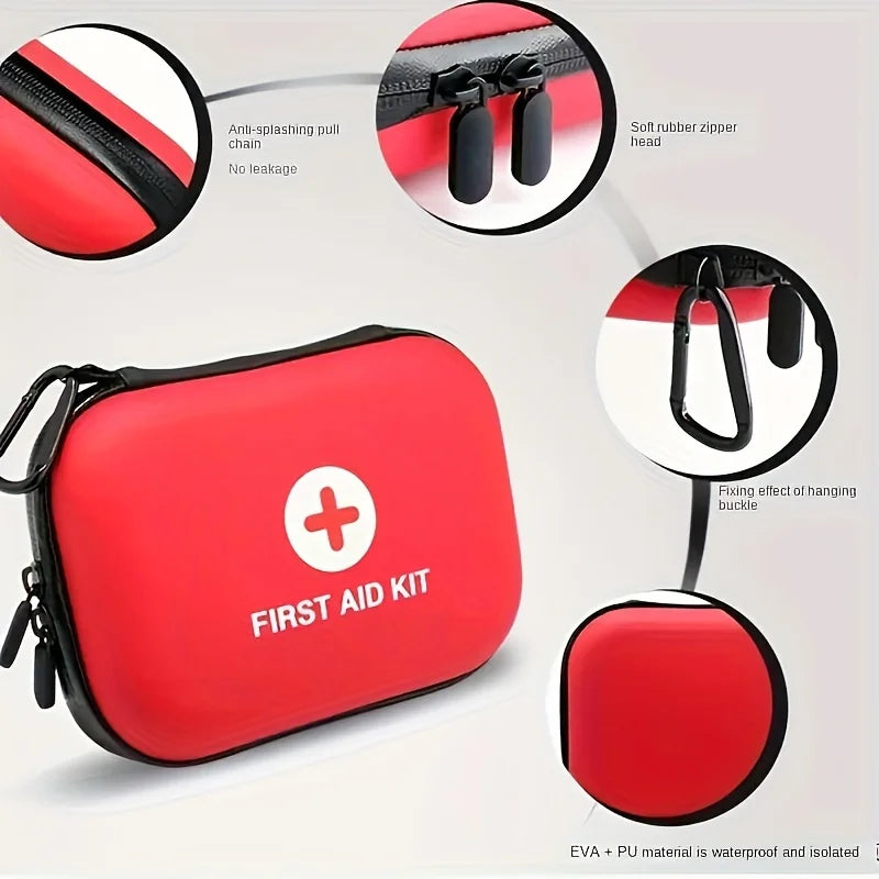 104PCS Mini First Aid Kit, Water-Resistant Hard Case for Car, Travel, Camping, Hiking, Home