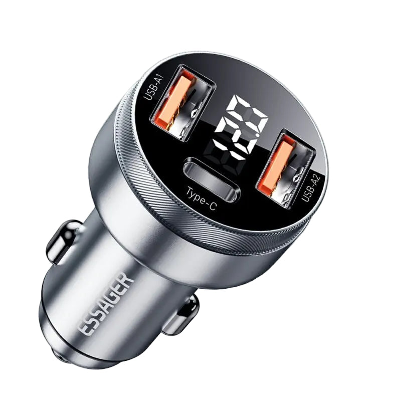 ESSAGER 80W Car Charger USB Type C Dual Port Fast Charger For iPhone Samsung iPad Laptops Tablets