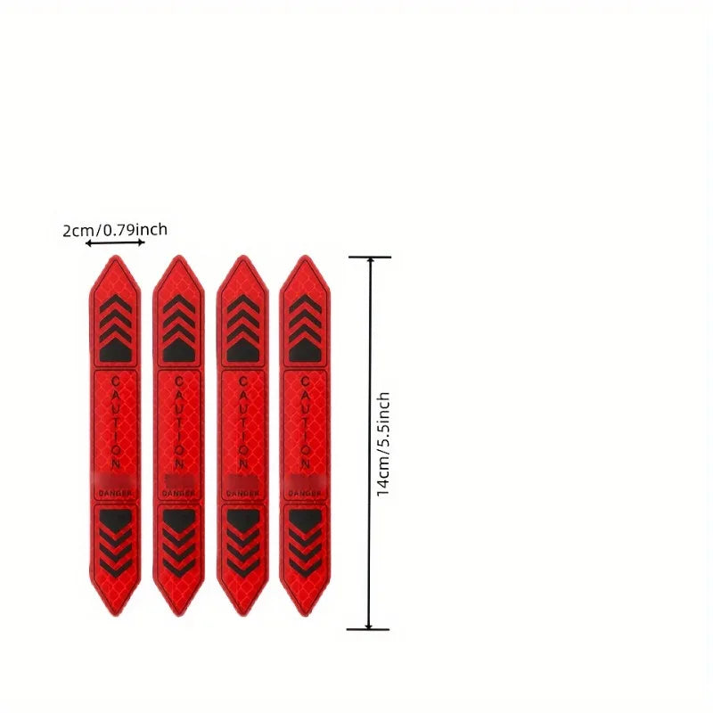 4PCS Reflective CAUTION Car Door Warning Stickers, Night Visibility Safety Decals