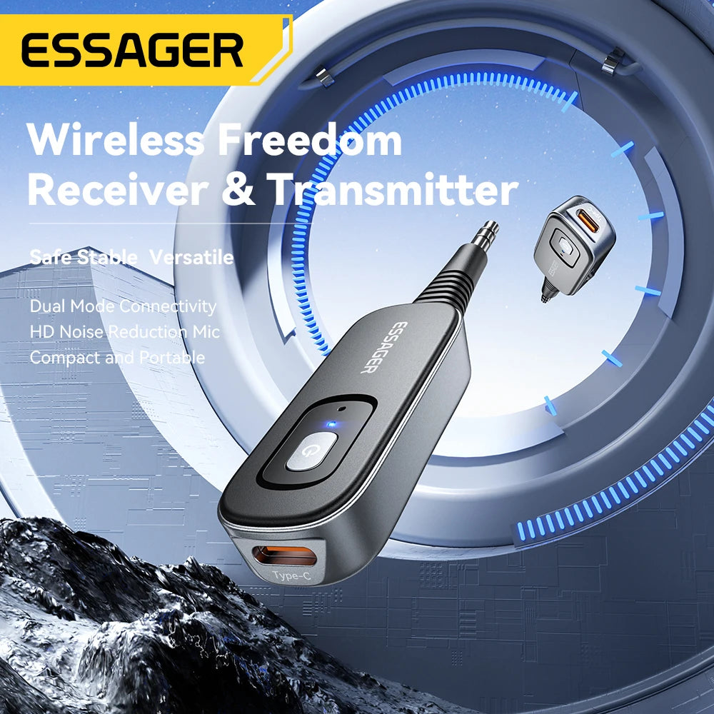 Essager Bluetooth 5.1 Audio Receiver & Transmitter, 3.5mm AUX, Mic, Wireless Adapter for Car, TV, PC