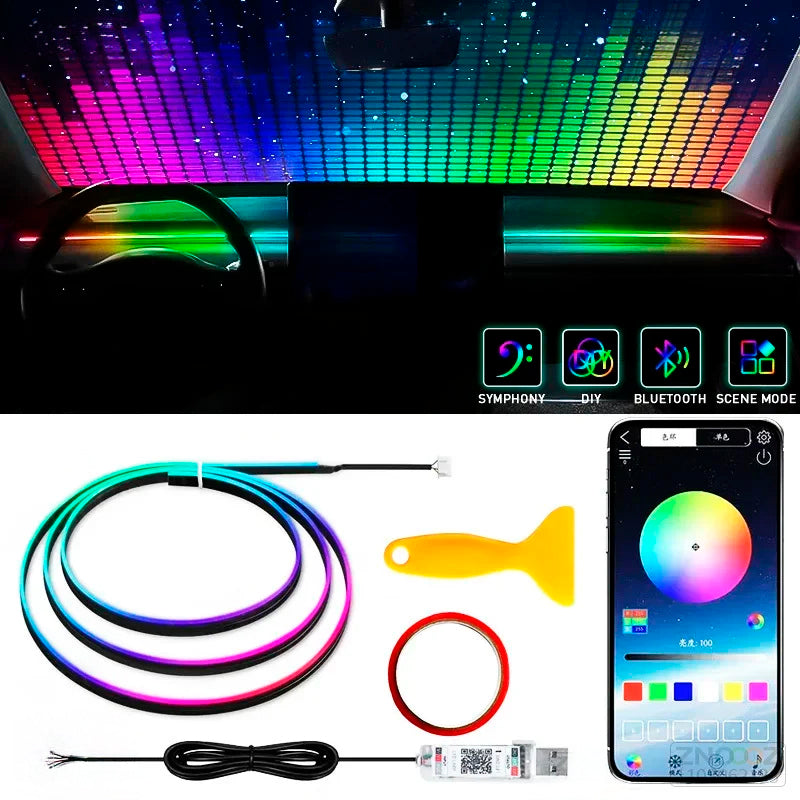 140cm RGB Car Ambient Light – APP Controlled LED Interior Strip for Tesla Model 3 Y S X, USB