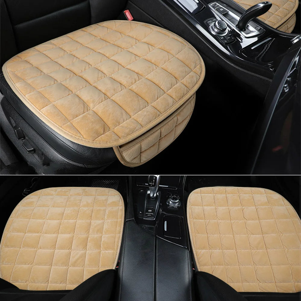 Universal Winter Warm Car Seat Cover, Plush Anti-Slip Breathable Cushion Pad for All Seasons