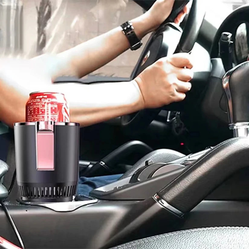 2-in-1 Smart Car Cup Holder, Mini Hot & Cold Drink Warmer Cooler for Car & Office Use