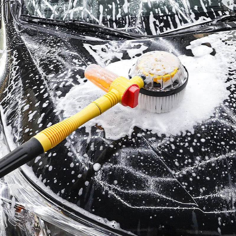 360° Car Rotary Wash Brush Kit, Automatic Rotating High-Pressure Foam Washer for Vehicle Cleaning