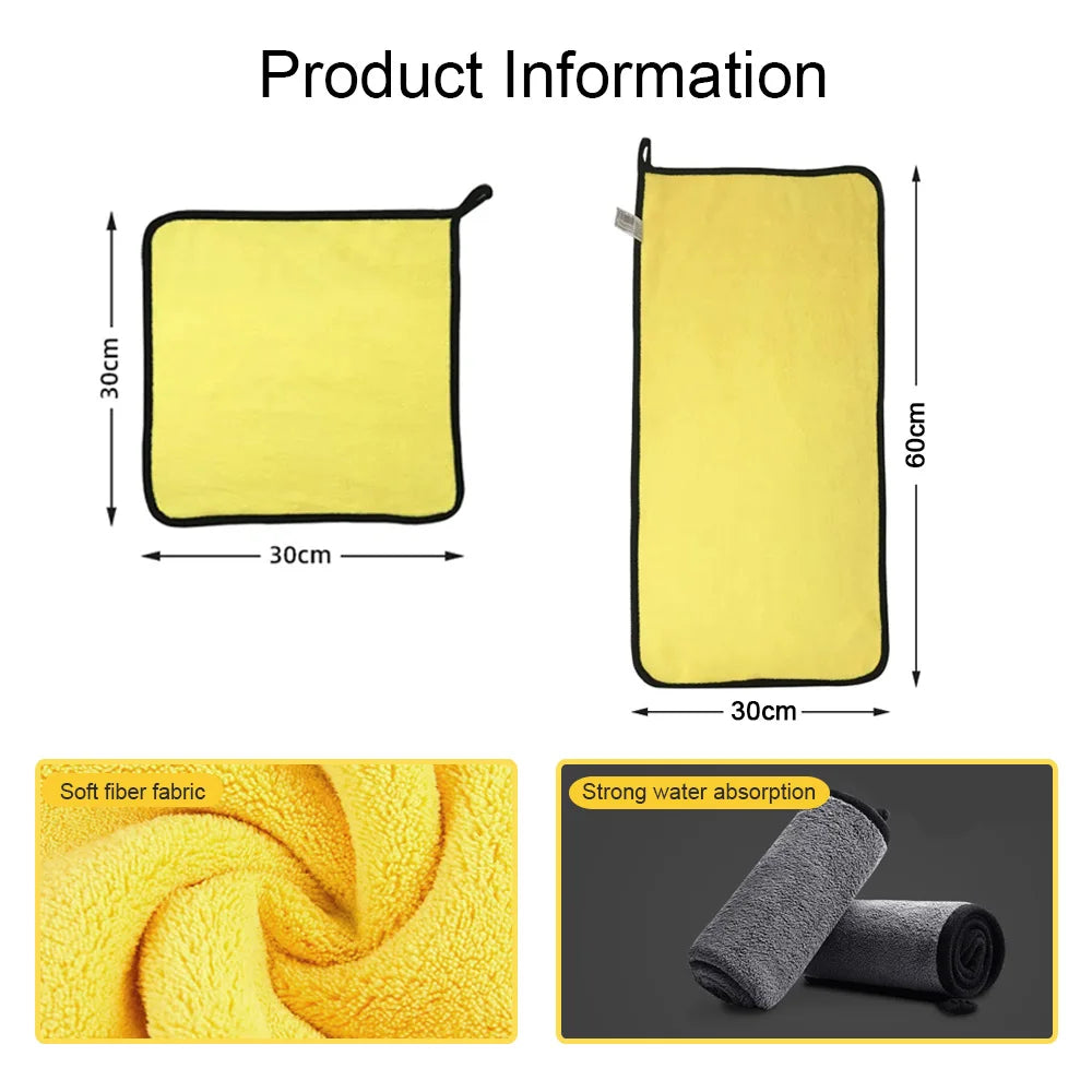 Car Wash Microfibre Towel 30x30cm/30x60cm Strong Absorbent Car Cleaning and Drying Cloth by NOENNAME_NULL