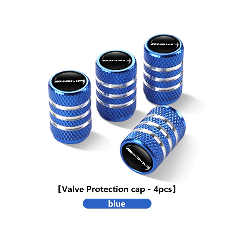 4x Aluminium Valve Caps for Mercedes-Benz, Tyre Dustproof Stem Covers for AMG A C E G GLC CLA