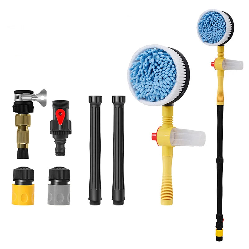 360° Car Rotary Wash Brush Kit, Automatic Rotating High-Pressure Foam Washer for Vehicle Cleaning