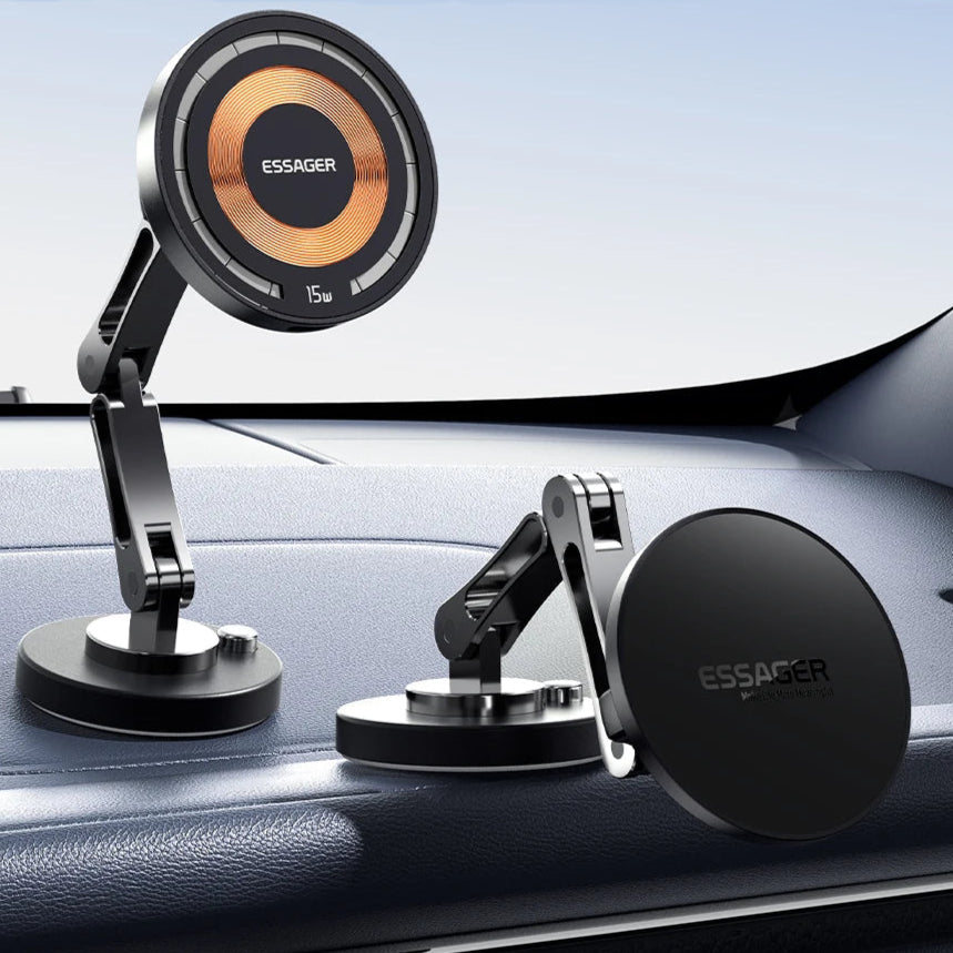 ESSAGER Magnetic Wireless Charger Car Phone Holder 15W Fast Charging Mount Stand for Magsafe iPhone