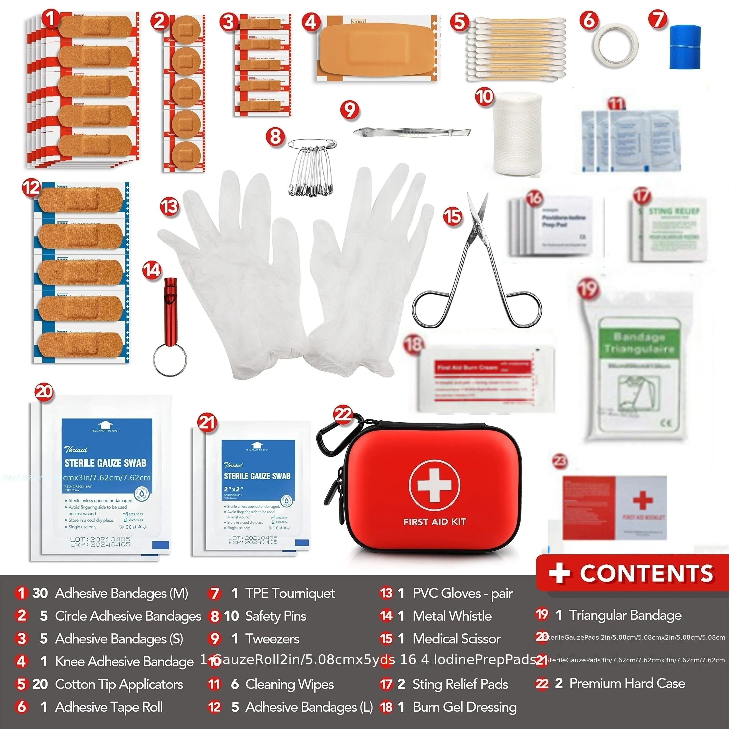 104PCS Mini First Aid Kit, Water-Resistant Hard Case for Car, Travel, Camping, Hiking, Home