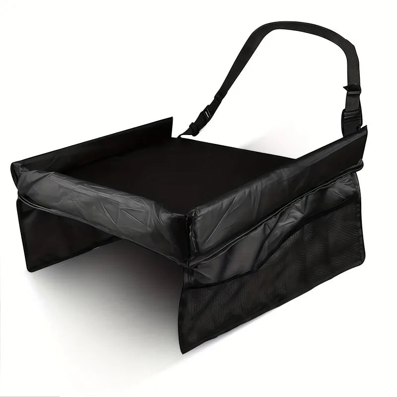 Foldable Expandable Car Seat Travel Tray with Storage Pockets, Lightweight, Wall-Mountable