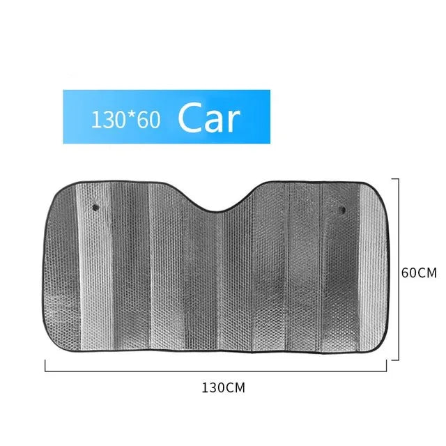 Car Solar Protection Windshield Sunshade, Aluminium Foil Sun Visor, 5 Colours, 130×70cm