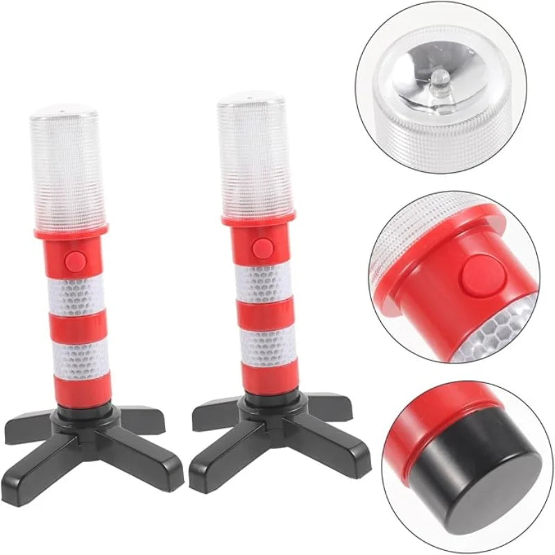 2PCS Magnetic LED Roadside Emergency Warning Lights, Traffic Strobe Baton Beacon Safety Flares
