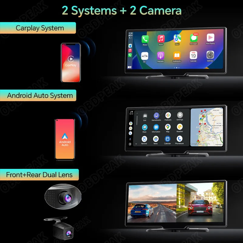K2 4K Dash Cam with 10.26" Touchscreen, Carplay, Android Auto, GPS & Rearview Camera