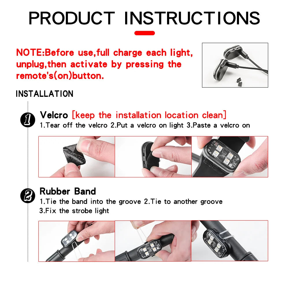 2/4PCS Wireless Rechargeable LED Strobe Lights, 8-Colour Car Atmosphere & Anti-Collision Lamps