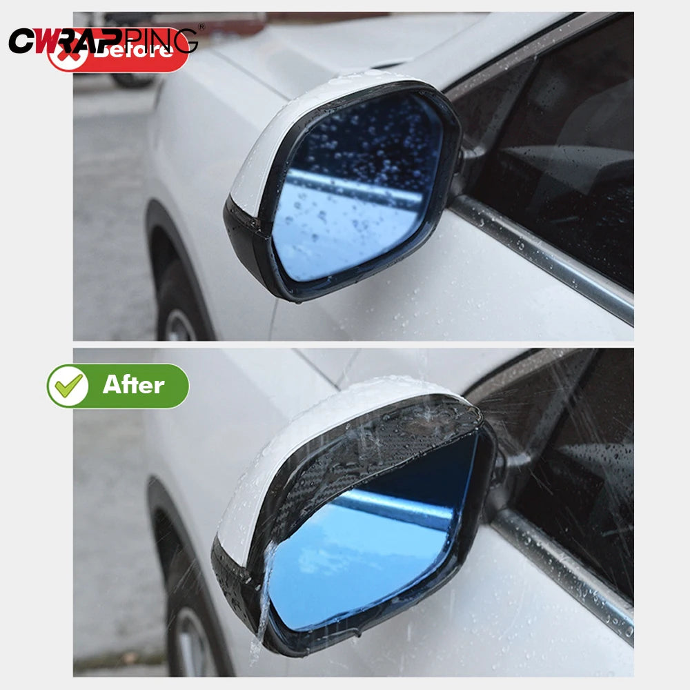 2PCS Carbon Fiber Rearview Mirror Rain Eyebrows, Waterproof Visor Shades for Clear Driving Vision