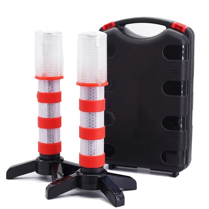 2PCS Magnetic LED Roadside Emergency Warning Lights, Traffic Strobe Baton Beacon Safety Flares