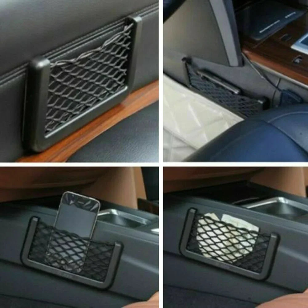 3PCS Universal Car Mesh Organizer, Seat Side Net Pocket Storage for Phone & Small Items