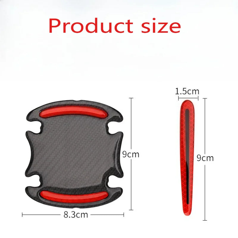 8PCS Reflective Car Door Handle Protective Film, Scratch Guard with Carbon Fiber Look