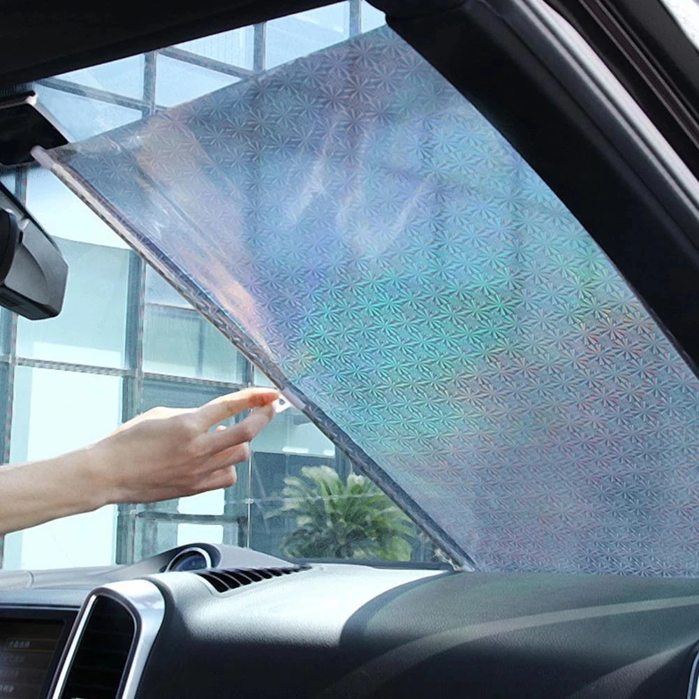 Car Retractable Sunshade, Roll Up UV-Protective Windshield & Side Window Sun Visor Curtain