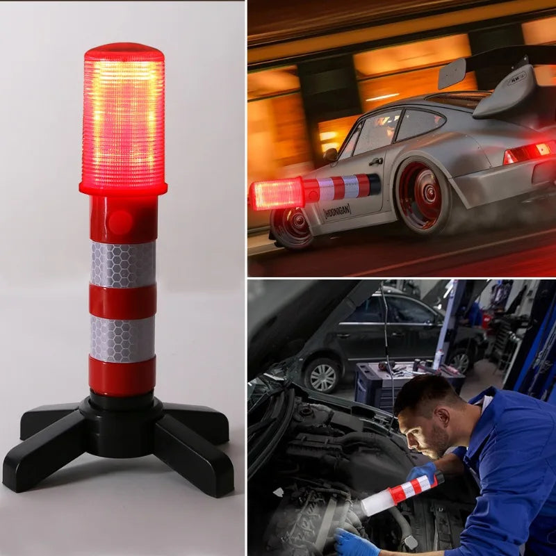 2PCS Magnetic LED Roadside Emergency Warning Lights, Traffic Strobe Baton Beacon Safety Flares