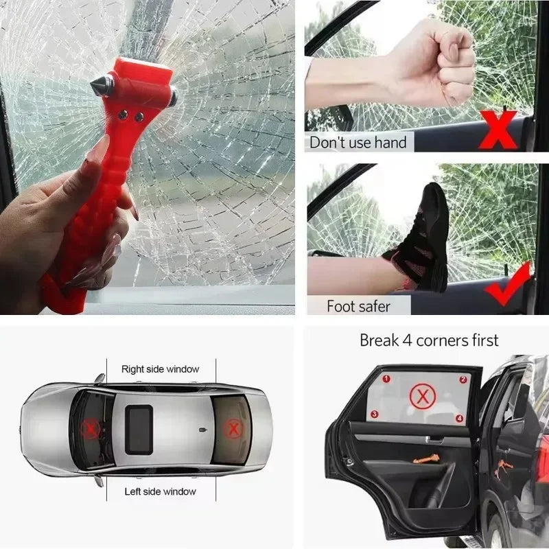 1/2PCS Car Emergency Escape Hammer, 2-in-1 Window Breaker & Seat Belt Cutter Safety Tool