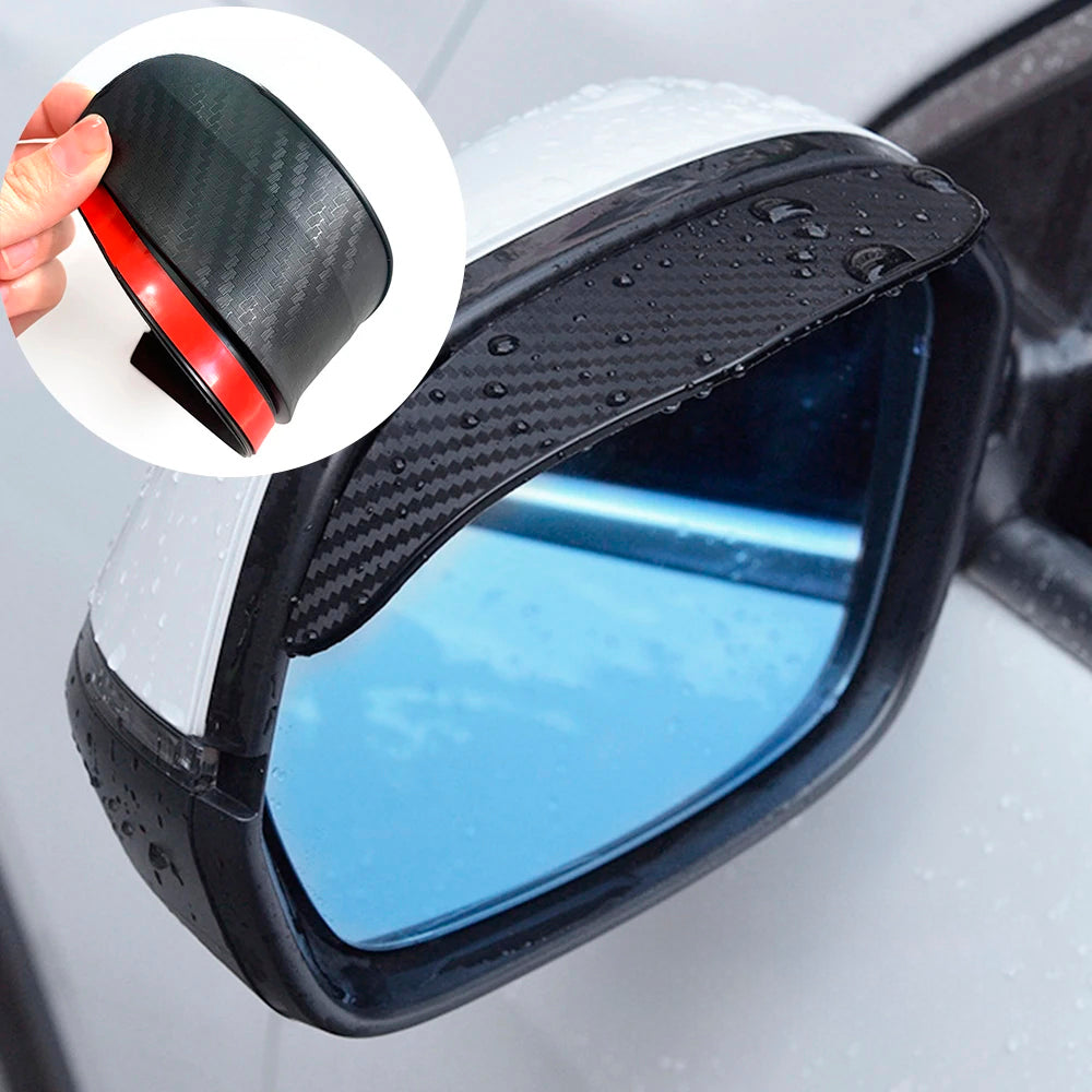 2PCS Carbon Fiber Rearview Mirror Rain Eyebrows, Waterproof Visor Shades for Clear Driving Vision
